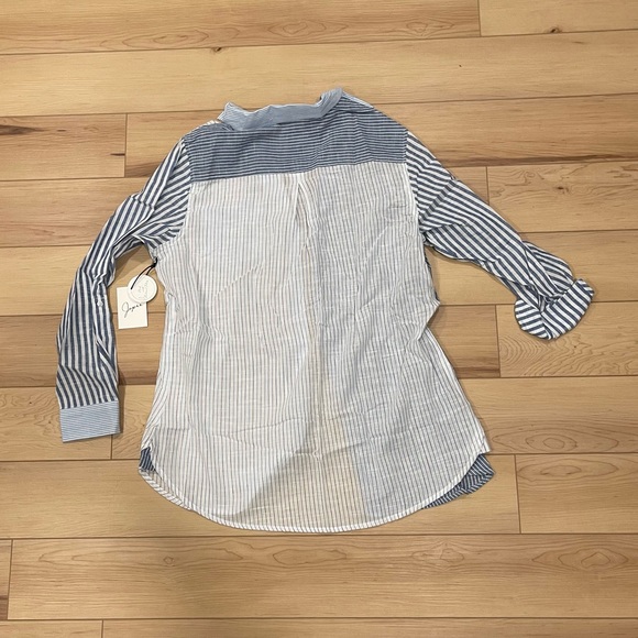 mismatched blue striped button up throw over - Picture 3 of 5